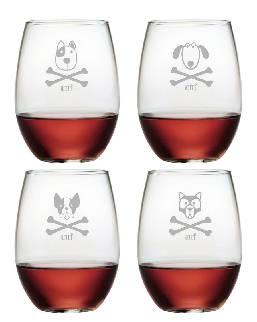 Pet Supplies Susquehanna Glass | Susquehanna Glass Set Of 4 Arrrf Assortment Stemless Wine Tumblers Home Pet Supplies