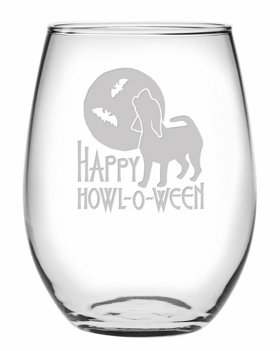 Games & Giftables Susquehanna Glass | Susquehanna Glass Happy Howl-O-Ween Set Of 4 21Oz Stemless Wine Glasses Home Bar Carts & Accessories