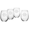 Drinkware Susquehanna Glass | Susquehanna Glass Monogrammed Set Of Four Dot Stemless Wine Glasses, (A-Z) Home Drinkware