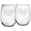 Drinkware Susquehanna Glass | Susquehanna Glass Set Of 2 Spoiled & Broke Stemless Wine Glasses Home Drinkware