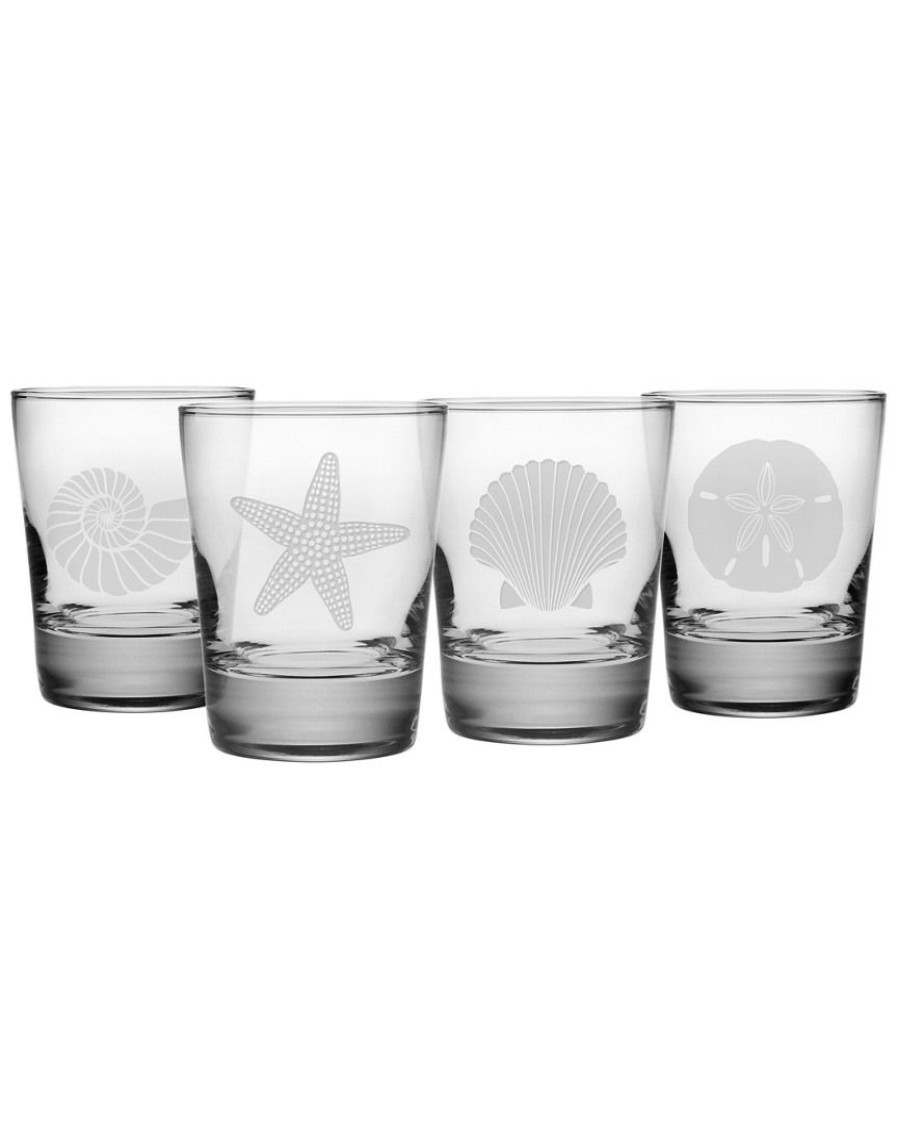 Games & Giftables Susquehanna Glass | Susquehanna Glass Set Of 4 Seashore 13.25Oz Double Old Fashioned Glasses Home Bar Carts & Accessories