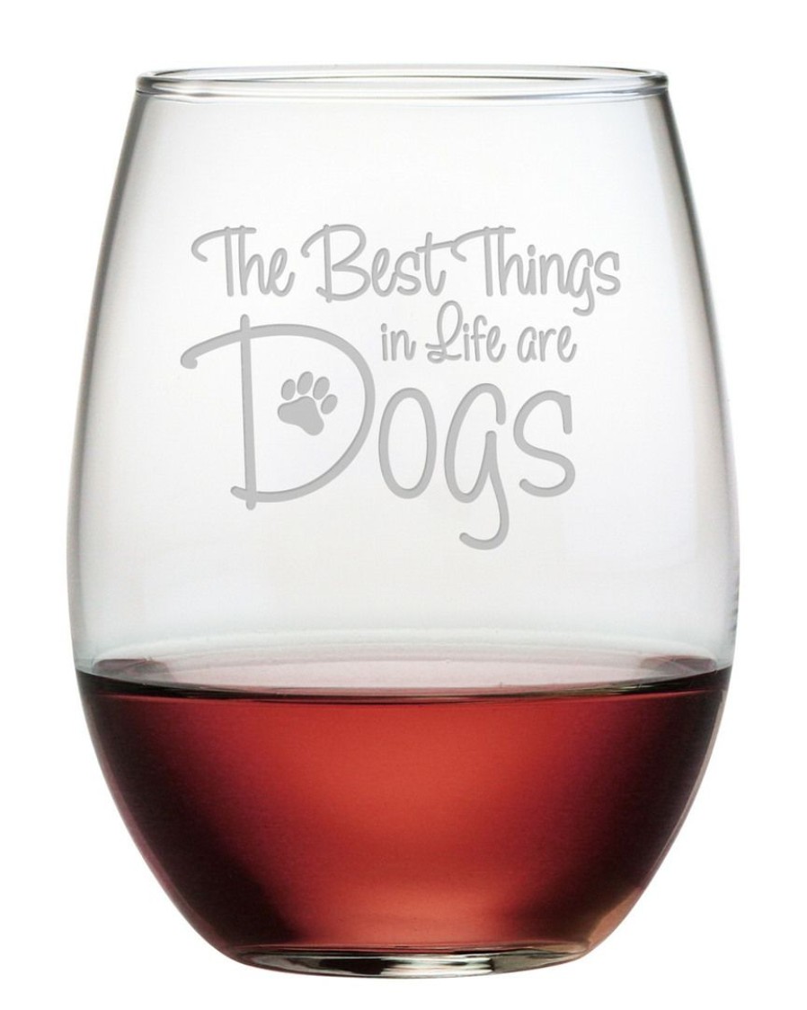 Pet Supplies Susquehanna Glass | Susquehanna Glass Best Things In Life Are Dogs 21Oz Stemless Wine Glasses Home Pet Supplies