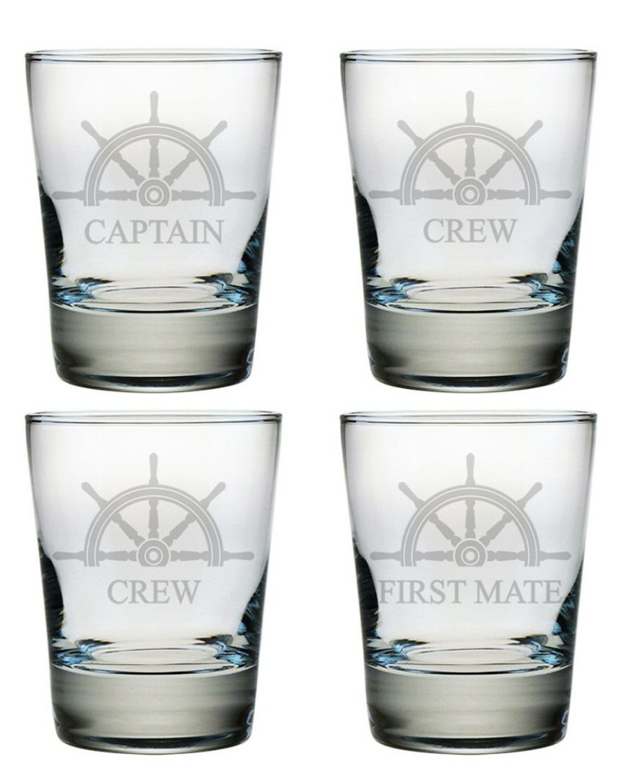 Games & Giftables Susquehanna Glass | Susquehanna Glass "Captains" Set Of 4 Double Old Fashioned Glasses Home Bar Carts & Accessories