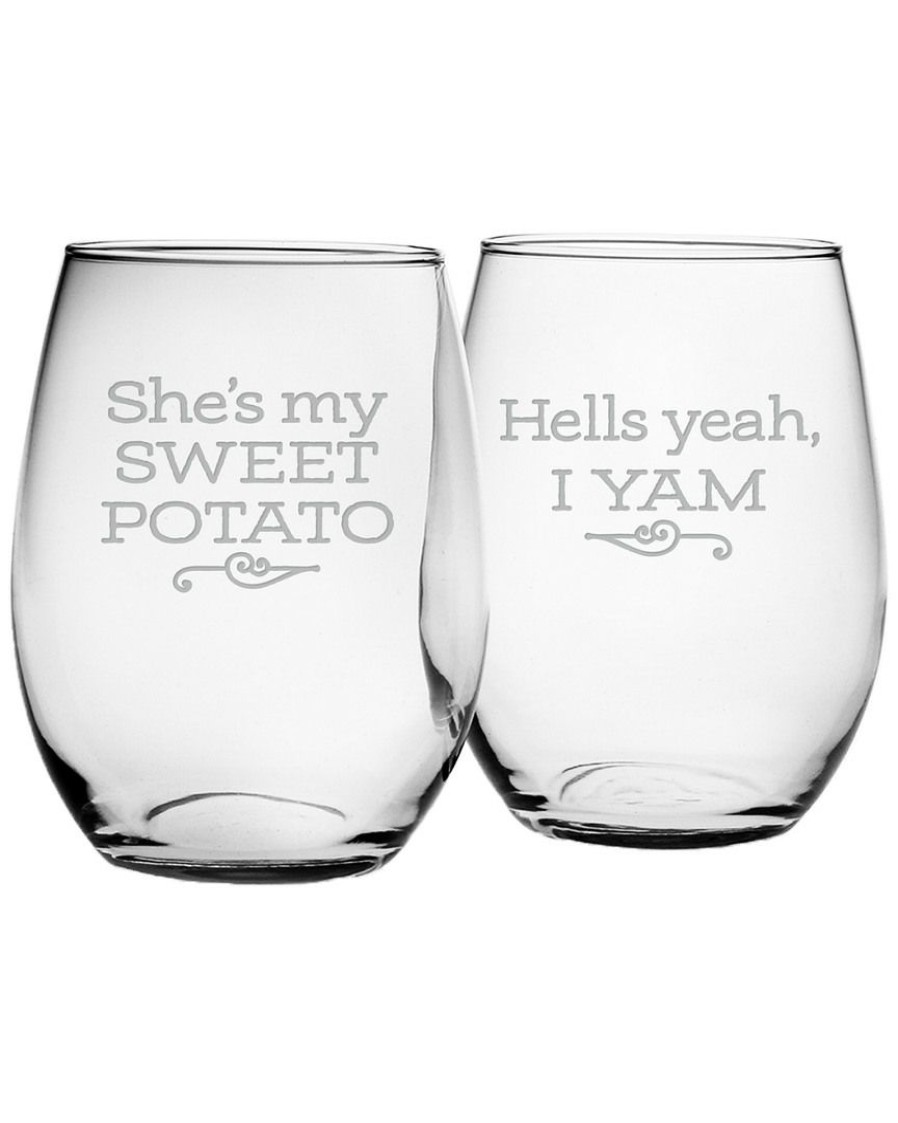 Drinkware Susquehanna Glass | Susquehanna Glass Set Of 2 My Sweet Potato Stemless Wine Glasses Home Drinkware