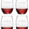 Drinkware Susquehanna Glass | Susquehanna Glass Je T'Aime Set Of 4 21Oz Stemless Wines Home Drinkware