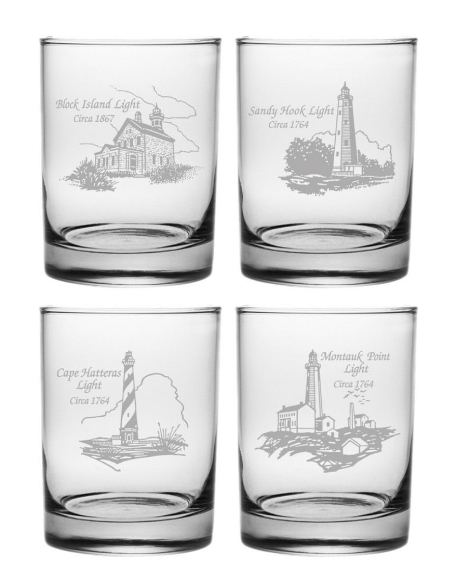 Games & Giftables Susquehanna Glass | Susquehanna Glass Set Of 4 Mid Atlantic Lighthouse Collection Rocks Glasses Home Bar Carts & Accessories