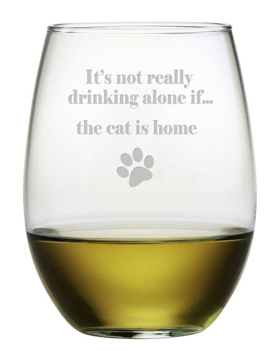 Pet Supplies Susquehanna Glass | Susquehanna Glass Drinking Alone…Cat Is Home Set Of Four 21Oz Stemless Glasses Pet Supplies