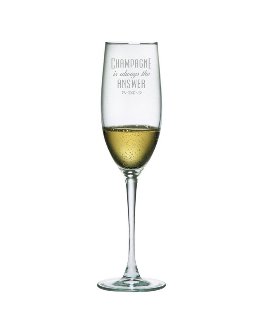 Drinkware Susquehanna Glass | Susquehanna Glass Susquehanna Set Of Two 8Oz Champagne Is Always The Answer Flutes Home Drinkware