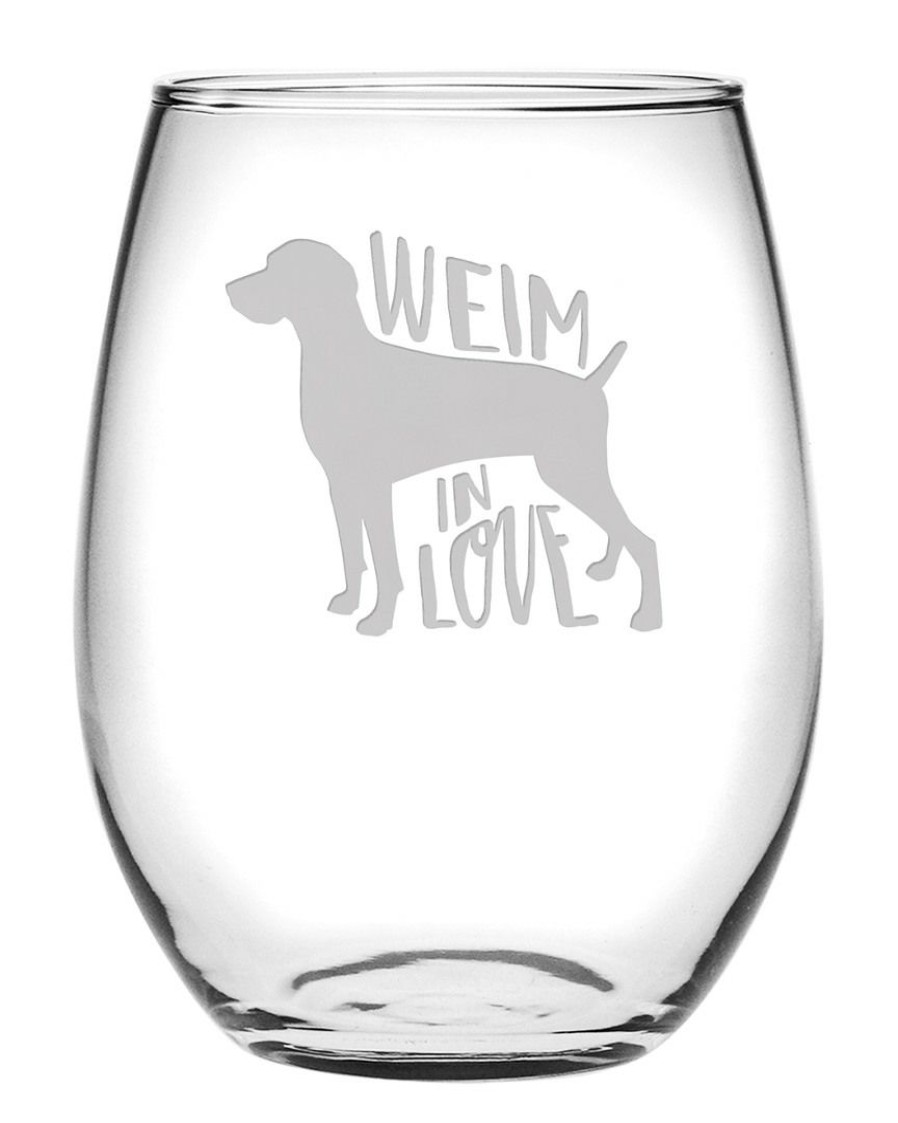 Games & Giftables Susquehanna Glass | Susquehanna Glass 21Oz Weim In Love Stemless Wine Set Of 4 Home Bar Carts & Accessories