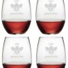 Games & Giftables Susquehanna Glass | Susquehanna Glass Queen Bee Set Of Four 21Oz Stemless Wine Glasses Home Bar Carts & Accessories