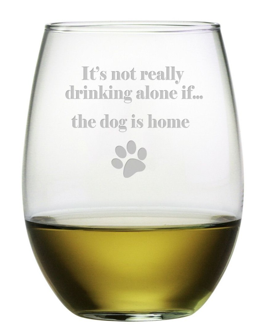 Pet Supplies Susquehanna Glass | Susquehanna Glass Drinking Alone…Dog Is Home Set Of Four 21Oz Stemless Wine Glasses Pet Supplies