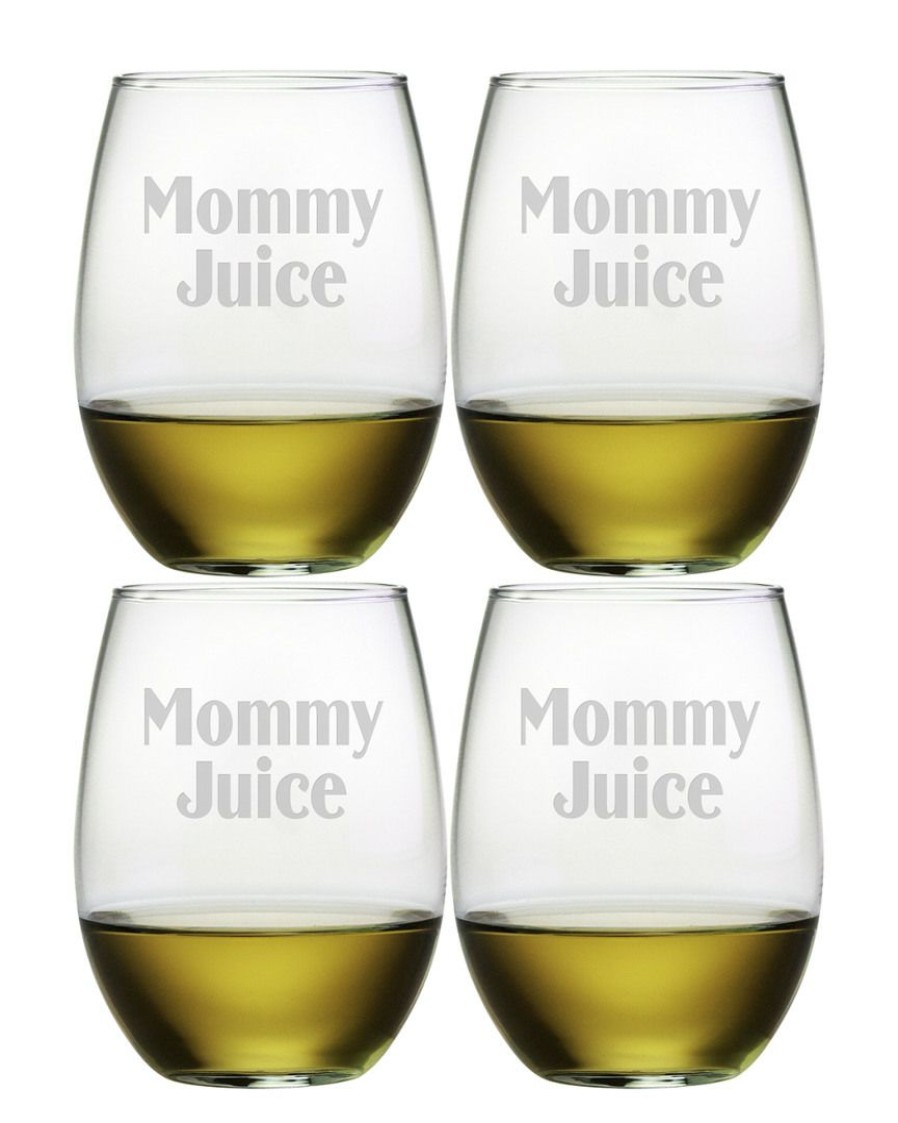 Games & Giftables Susquehanna Glass | Susquehanna Glass Mommy Juice Set Of Four 21Oz Stemless Glasses Home Bar Carts & Accessories