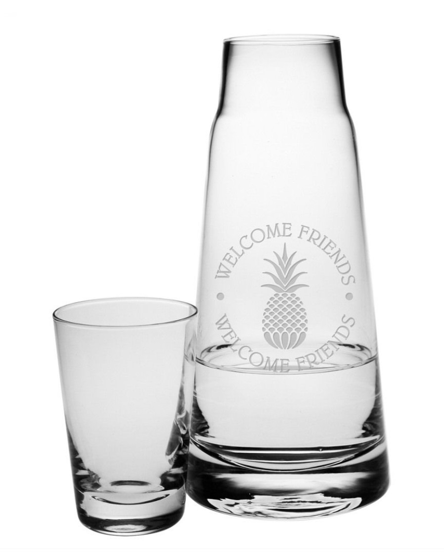 Games & Giftables Susquehanna Glass | Susquehanna Glass Welcome Guests 2Pc Pineapple Night Bottle Set Home Bar Carts & Accessories