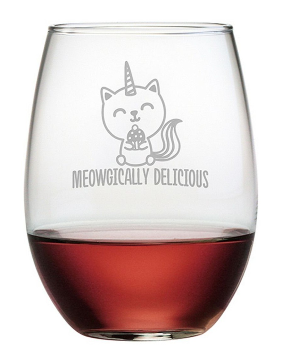 Dinnerware Susquehanna Glass | Susquehanna Glass Meowgically Delicious Stemless Wine & Gift Box Home Dinnerware