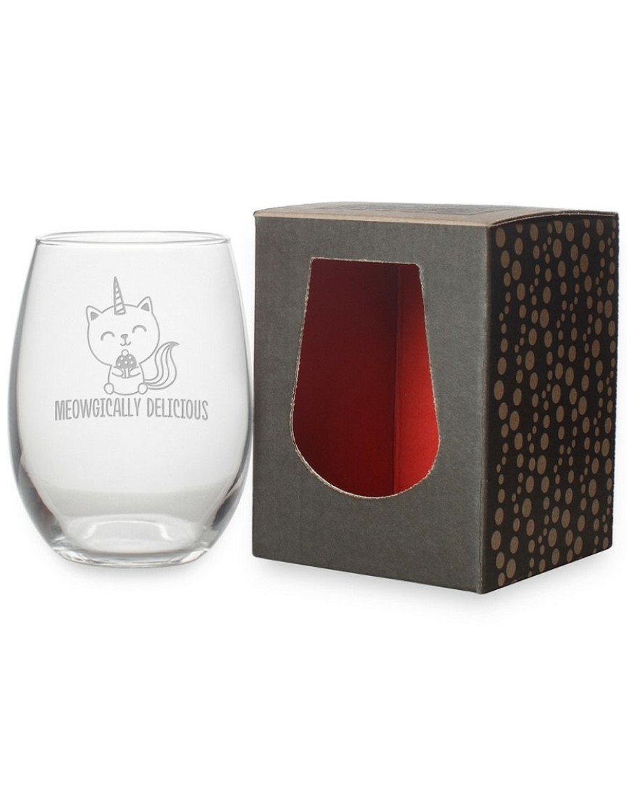 Dinnerware Susquehanna Glass | Susquehanna Glass Meowgically Delicious Stemless Wine & Gift Box Home Dinnerware