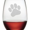 Pet Supplies Susquehanna Glass | Susquehanna Glass Dog Paw Set Of 4 Stemless Glasses Home Pet Supplies