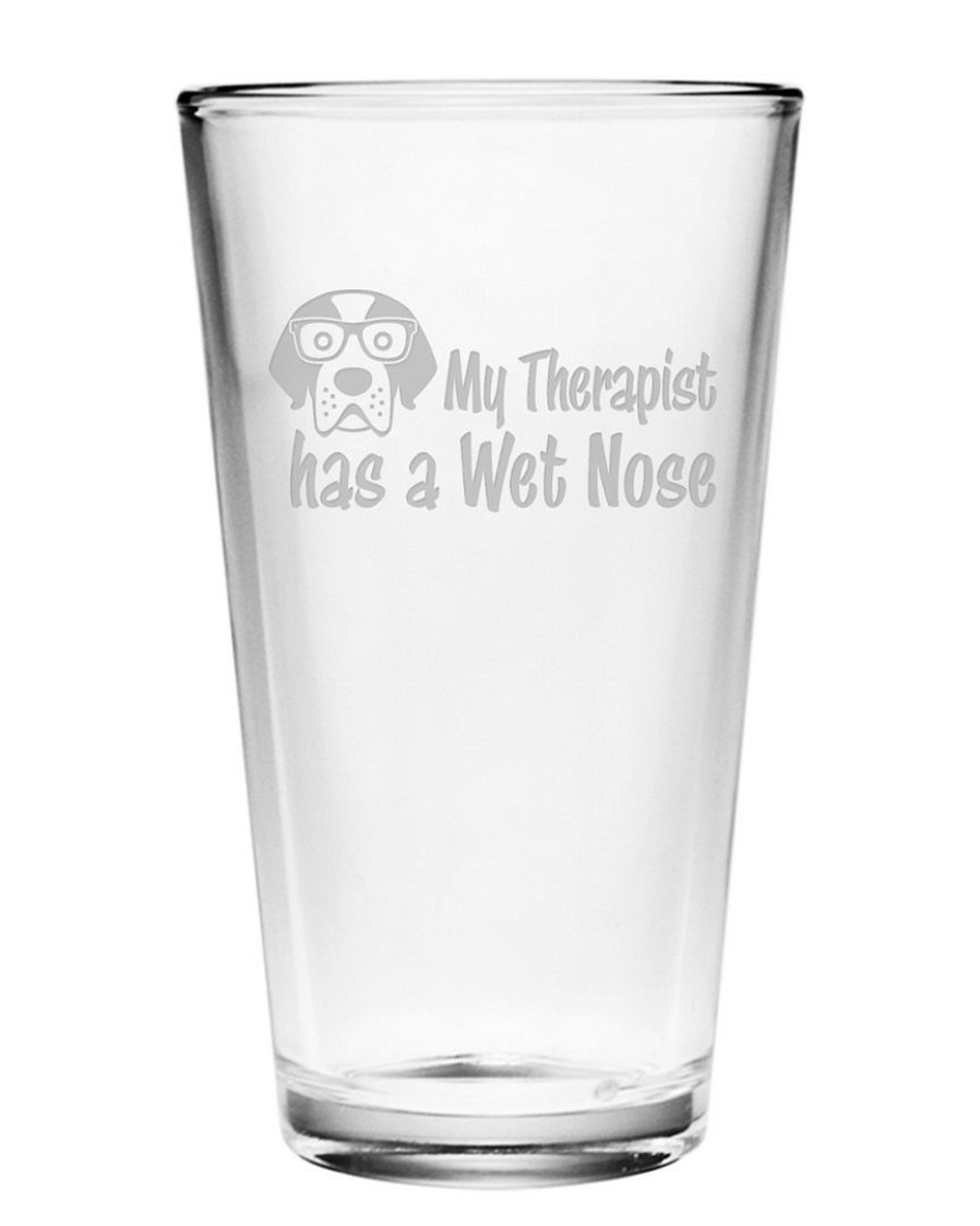 Games & Giftables Susquehanna Glass | Susquehanna Glass 16Oz My Therapist Has A Wet Nose Pint Glass Set Of 4 Home Bar Carts & Accessories