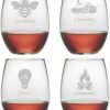 Games & Giftables Susquehanna Glass | Susquehanna Glass Tipsy Assorted Set Of 4 Stemless Wine Glasses Home Bar Carts & Accessories