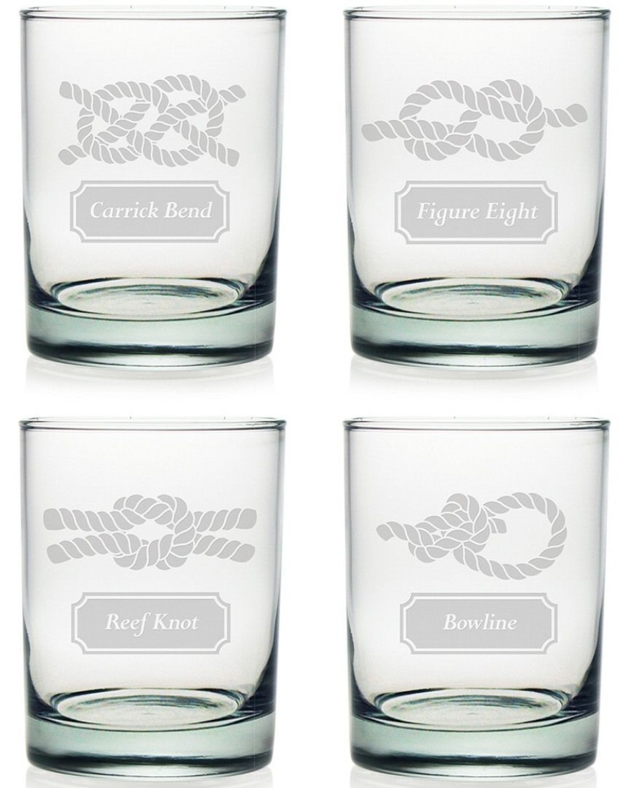 Games & Giftables Susquehanna Glass | Susquehanna Glass Nautical Knots Set Of 4 Rocks Glasses Home Bar Carts & Accessories