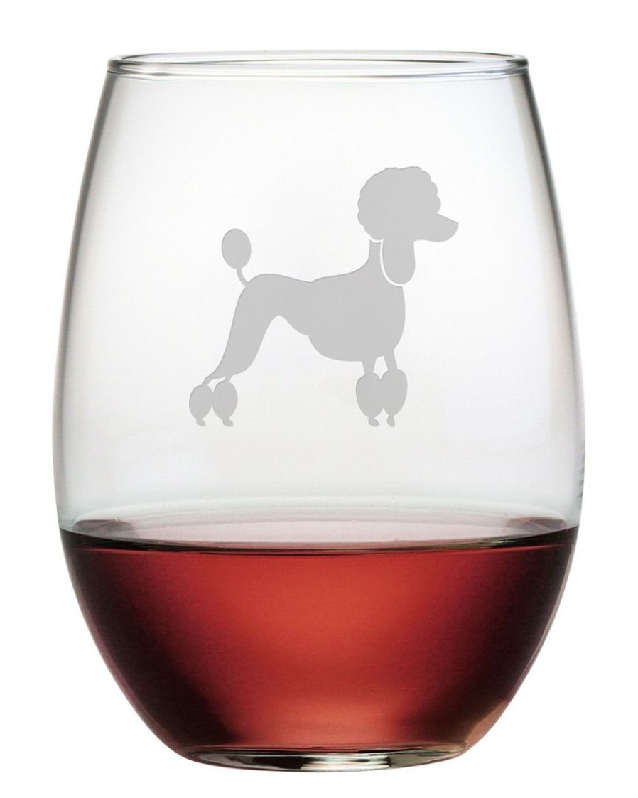 Games & Giftables Susquehanna Glass | Susquehanna Glass Set Of Four 21Oz French Poodle Stemless Wine Glasses Home Bar Carts & Accessories