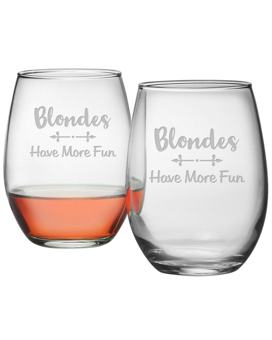 Games & Giftables Susquehanna Glass | Susquehanna Glass Set Of 2 Blondes Stemless Wine Glasses Home Bar Carts & Accessories