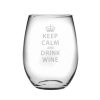 Games & Giftables Susquehanna Glass | Susquehanna Glass Keep Calm & Drink Wine Set Of Four 21Oz Stemless Wine Glasses Home Bar Carts & Accessories