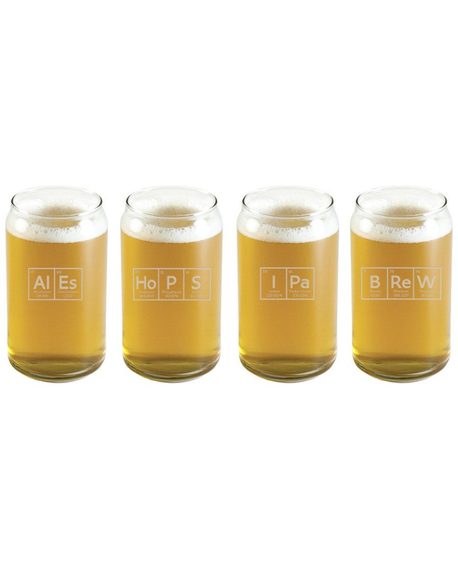 Games & Giftables Susquehanna Glass | Susquehanna Glass Set Of 4 Elements Of Hoppiness Glass Beer Cans Home Bar Carts & Accessories