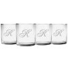 Games & Giftables Susquehanna Glass | Susquehanna Glass Monogrammed Set Of Four Champlain Slim Rocks Glasses, (A-Z) Home Bar Carts & Accessories