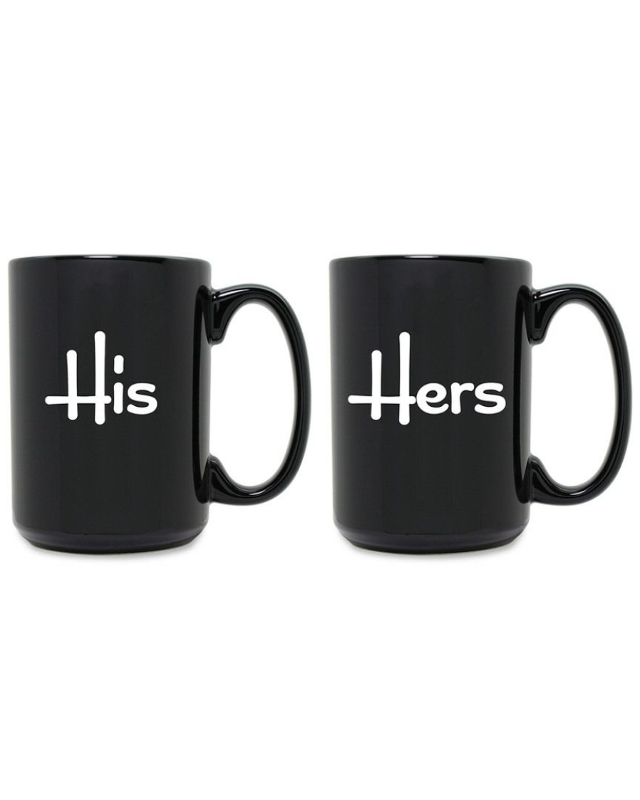 Drinkware Susquehanna Glass | Susquehanna Glass Set Of 2 His & Hers Grande Black Mugs Home Drinkware