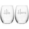 Drinkware Susquehanna Glass | Susquehanna Glass Set Of 2 His & Hers Stemless Wine Glasses Home Drinkware