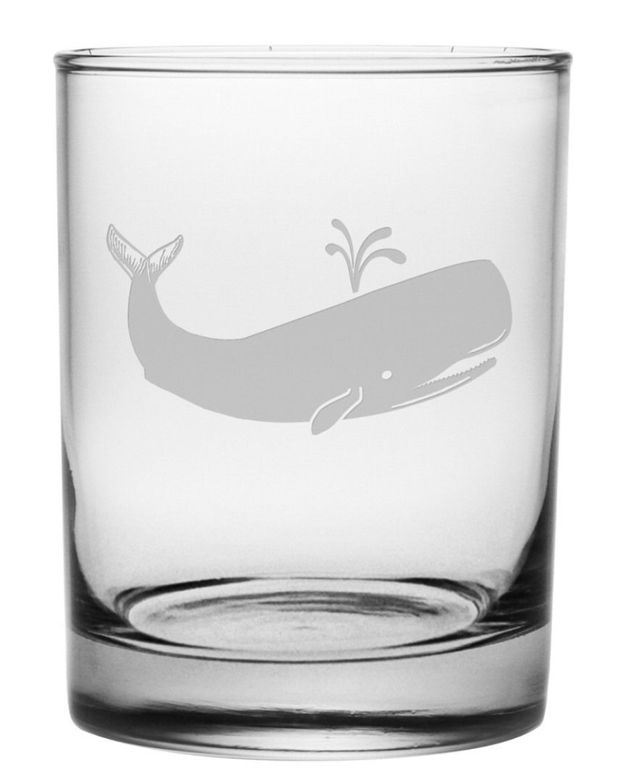 Games & Giftables Susquehanna Glass | Susquehanna Glass Whale Set Of Four 14Oz Rock Glasses Home Bar Carts & Accessories