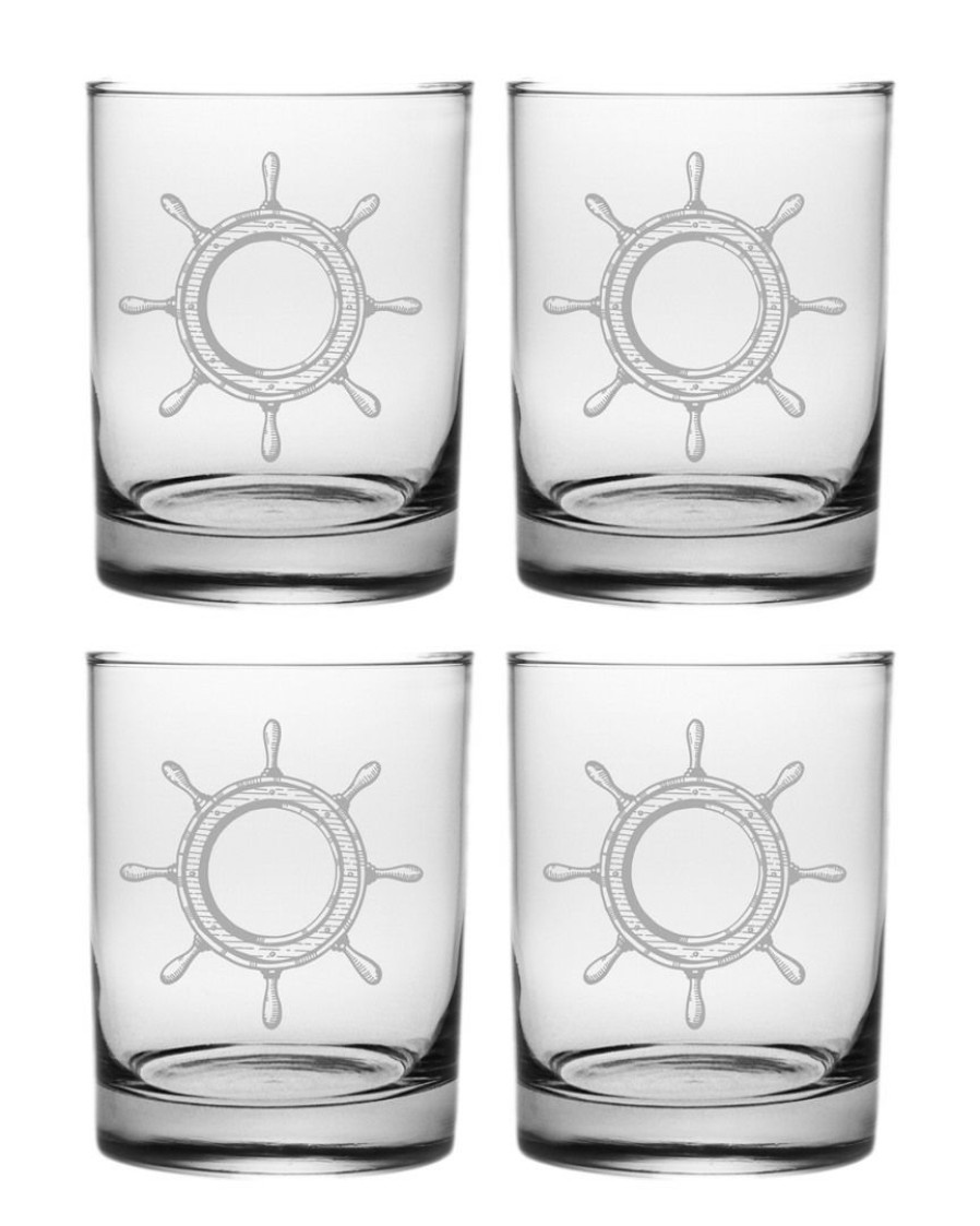 Games & Giftables Susquehanna Glass | Susquehanna Glass Set Of 4 Captains Helm Rocks Glasses Home Bar Carts & Accessories