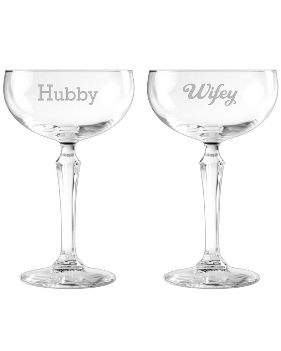 Drinkware Susquehanna Glass | Susquehanna Glass Set Of 2 Hubby & Wifey Cocktail Coupes Home Drinkware