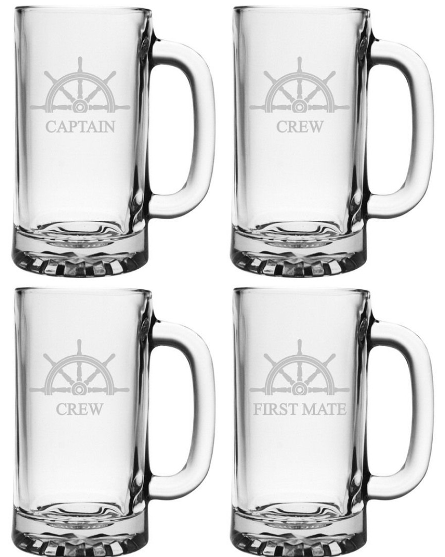 Games & Giftables Susquehanna Glass | Susquehanna Glass Set Of Four 16Oz Captains Beer Mugs Home Bar Carts & Accessories