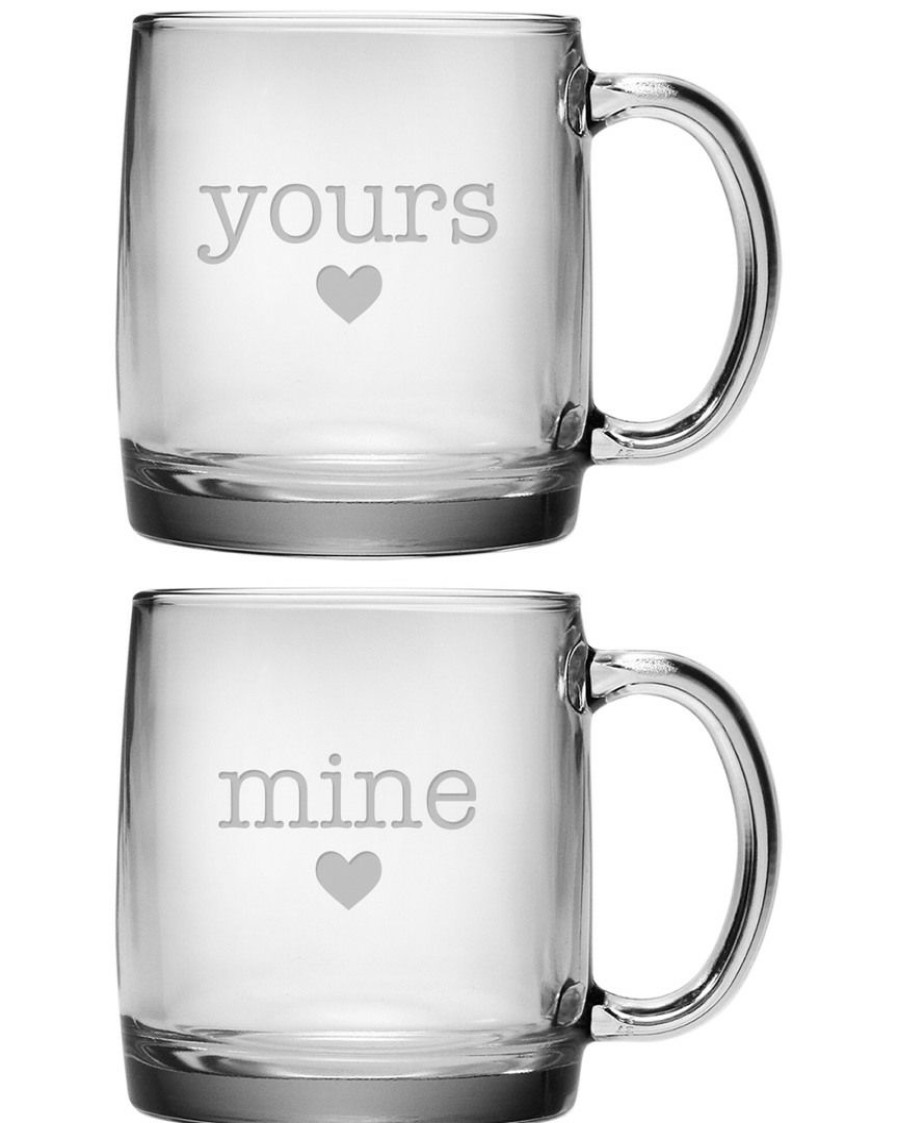 Dinnerware Susquehanna Glass | Susquehanna Glass Set Of Two 13Oz Yours & Mine Coffee Mugs Home Dinnerware