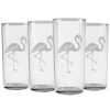 Games & Giftables Susquehanna Glass | Susquehanna Glass Set Of 4 Flamingo Slim Hiball Glasses Home Bar Carts & Accessories