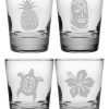 Games & Giftables Susquehanna Glass | Susquehanna Glass Set Of 4 Hawaiian Icons Assortment Heavy Based Dof Glasses Home Bar Carts & Accessories