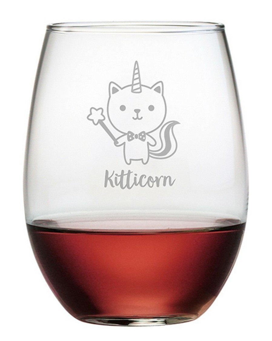 Dinnerware Susquehanna Glass | Susquehanna Glass Kitticorn Stemless Wine & Gift Box Home Dinnerware