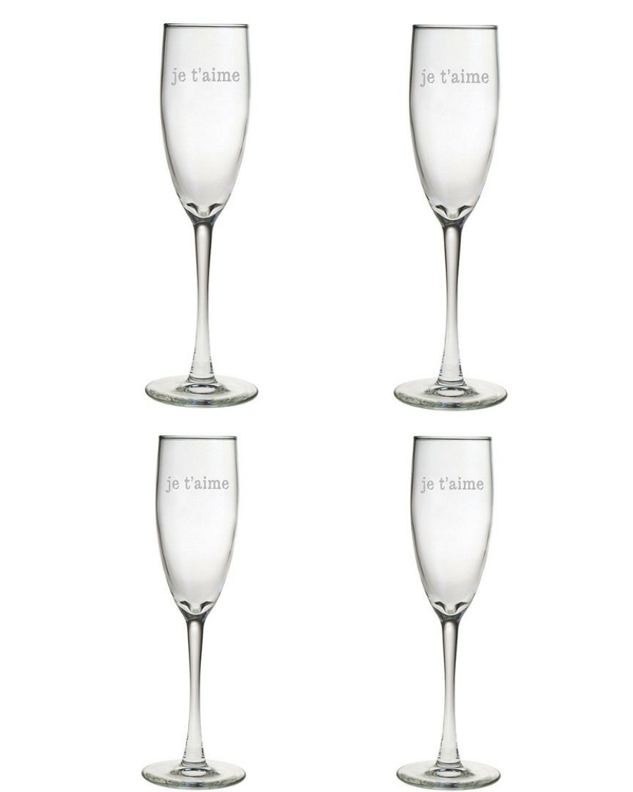 Drinkware Susquehanna Glass | Susquehanna Glass 'Je T'Aime' Set Of 4 Champagne Flutes Home Drinkware