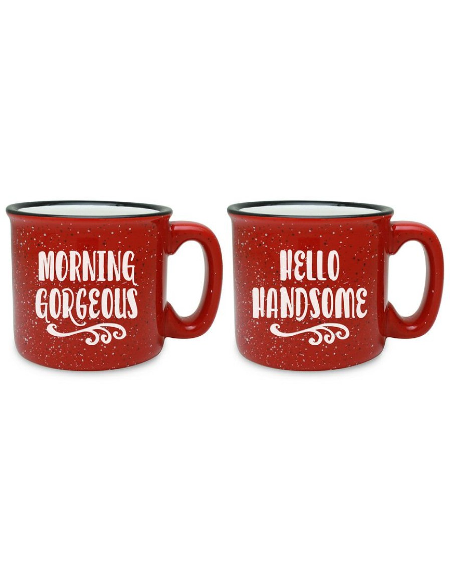 Games & Giftables Susquehanna Glass | Susquehanna Glass Susquehanna Set Of 2 Morning Gorgeous & Hello Handsome Camp Mugs Home Bar Carts & Accessories