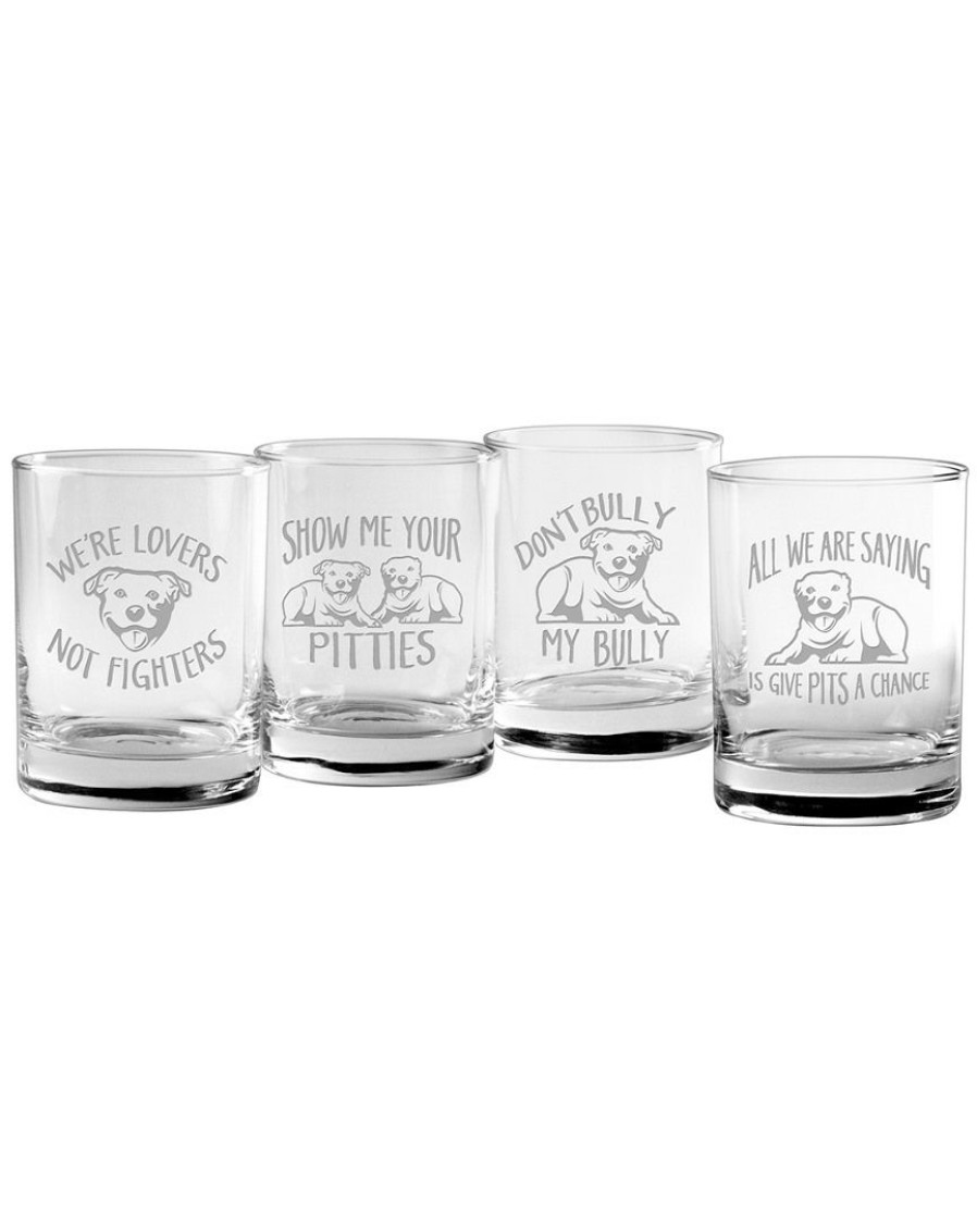 Dinnerware Susquehanna Glass | Susquehanna Glass Set Of 4 Pit Bull Assortment Rocks Glasses Home Dinnerware