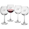 Drinkware Susquehanna Glass | Susquehanna Glass Monogrammed Set Of Four Champlain Balloon Red Wine Glasses, (A-Z) Home Drinkware