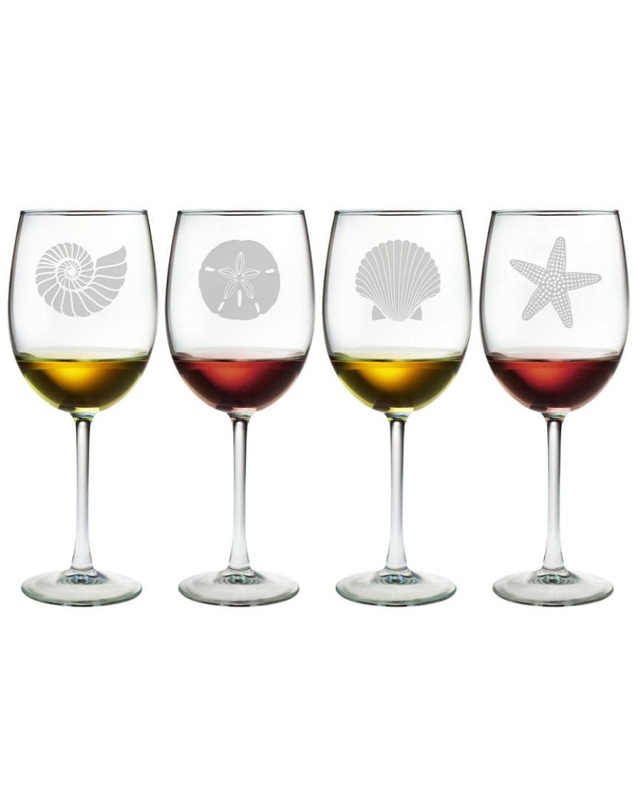 Games & Giftables Susquehanna Glass | Susquehanna Glass Set Of 4 Seashore 19Oz Wine Glasses Home Bar Carts & Accessories