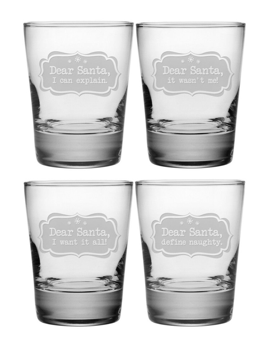 Games & Giftables Susquehanna Glass | Susquehanna Glass Dear Santa Set Of Four 13.25Oz Glasses Home Bar Carts & Accessories