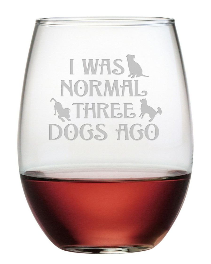 Pet Supplies Susquehanna Glass | Susquehanna Glass Set Of 4 Three Dogs Ago Stemless Wine Tumblers Home Pet Supplies