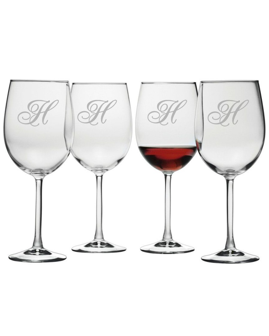 Drinkware Susquehanna Glass | Susquehanna Glass Monogrammed Set Of Four Champlain All Purpose Wine Glass Monogrammedes, (A-Z) Home Drinkware