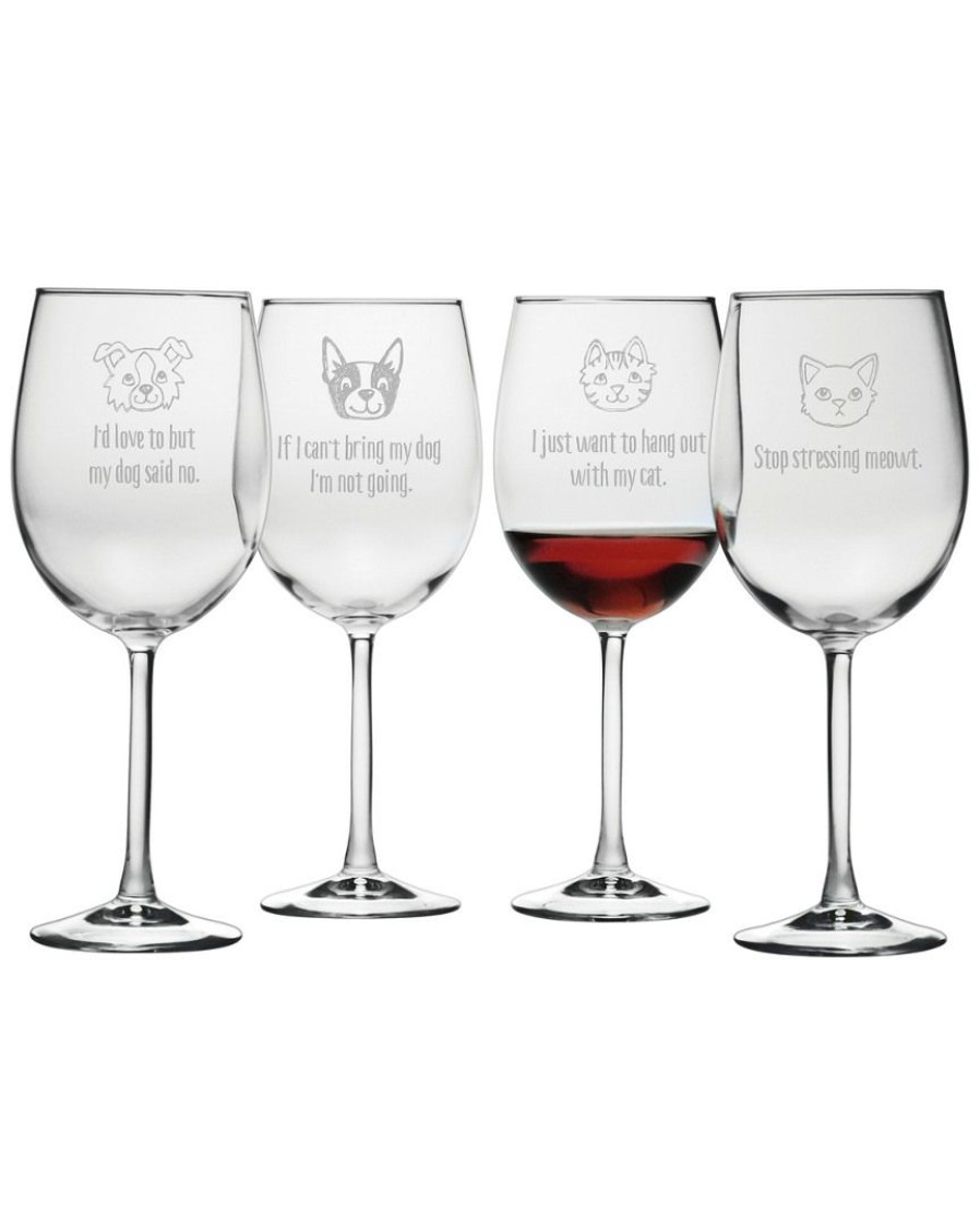 Pet Supplies Susquehanna Glass | Susquehanna Glass Like Cats And Dogs Assortment Wine Glass Set Of 4 Home Pet Supplies