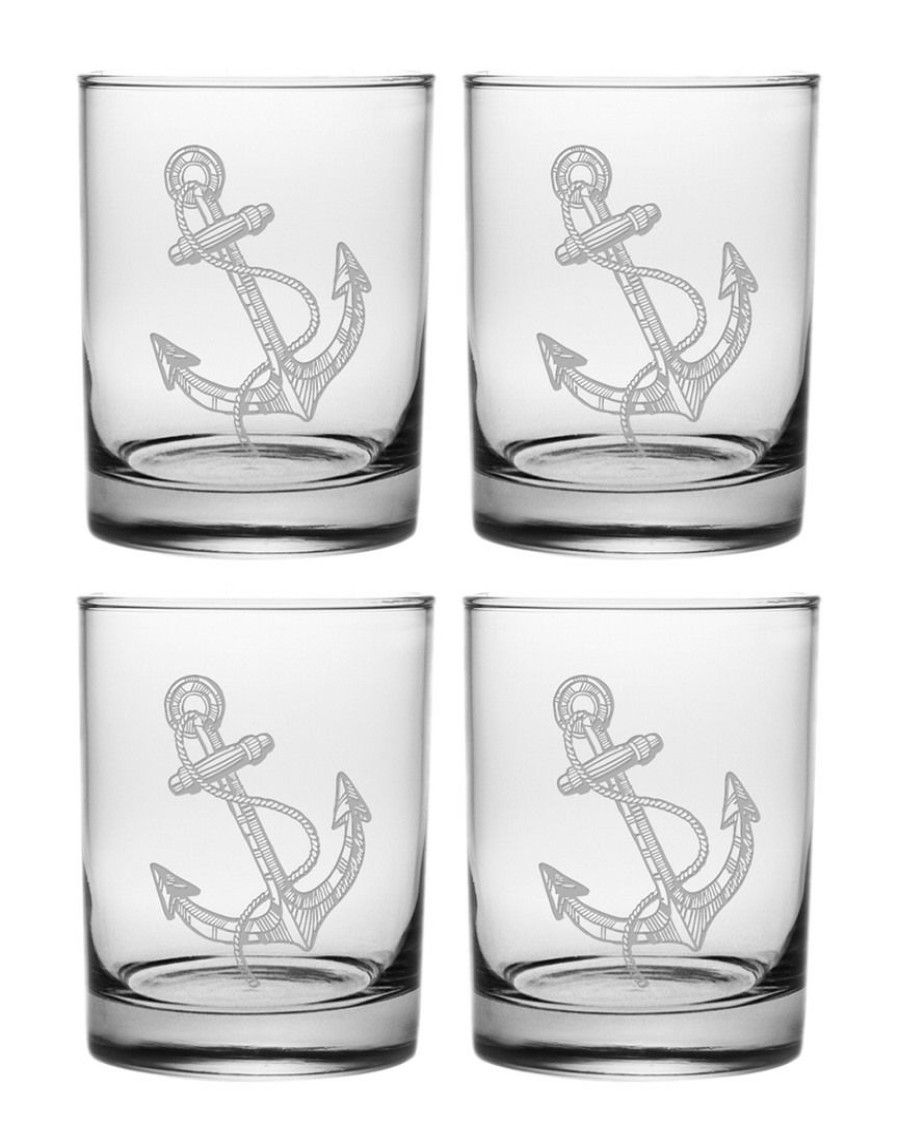 Games & Giftables Susquehanna Glass | Susquehanna Glass Set Of 4 Vintage Anchor Rocks Glasses Home Bar Carts & Accessories