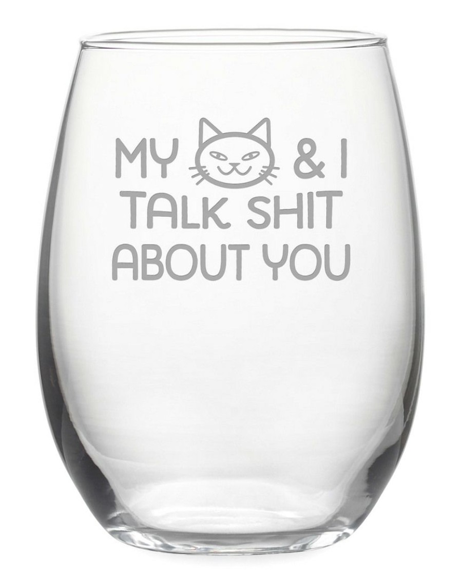 Pet Supplies Susquehanna Glass | Susquehanna Glass Set Of 4 My Cat & I Stemless Wine Tumblers Home Pet Supplies