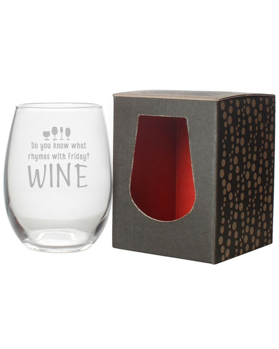 Games & Giftables Susquehanna Glass | Susquehanna Glass Rhymes With Wine Stemless Wine & Gift Box Home Bar Carts & Accessories